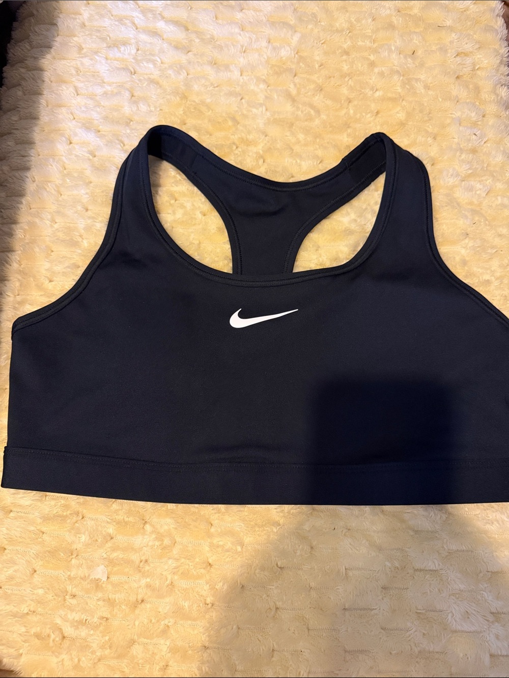 Nike Black Racerback Sports Bra with White Swoosh Logo
